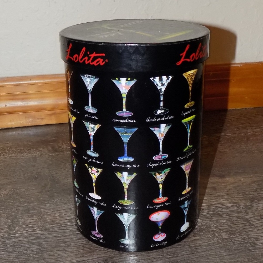 Lolita Martini Glass 50 and Fabulous Birthday Black Green Excellent Hand Painted